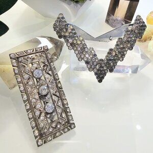 Vintage Pair of Unique Rhinestone Brooches